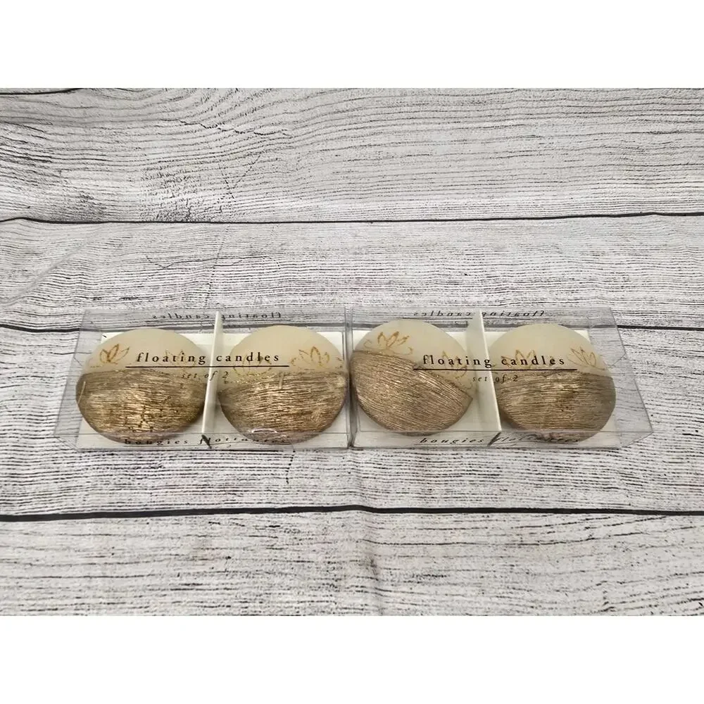 PIER ONE 1 Imports Floating Candles Set of 4 Gold And Ivory New NWT NIB